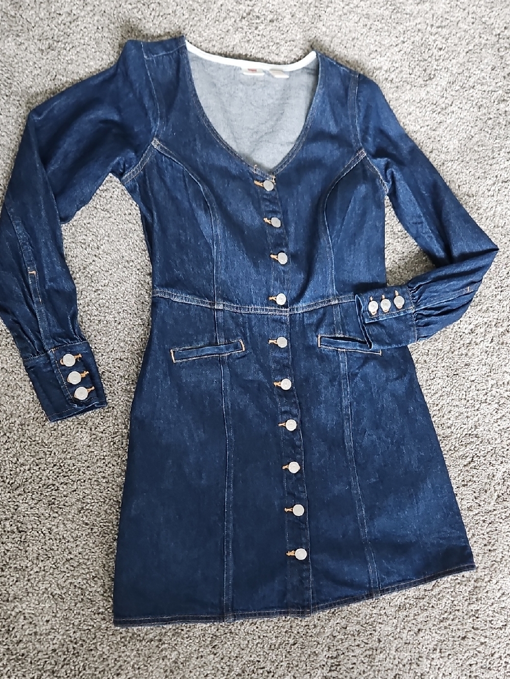 Levi's Dark Blue Denim Button-Down Long Sleeve Dress